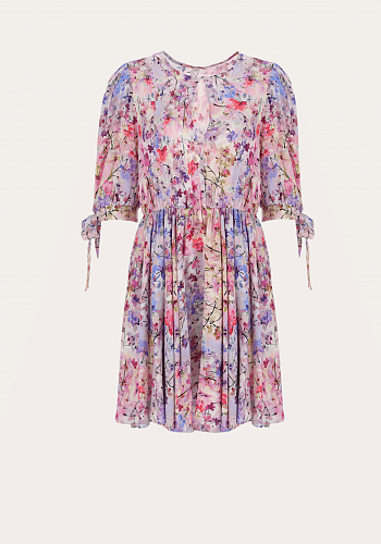 Платье с цветочным принтом, отрезное по талии