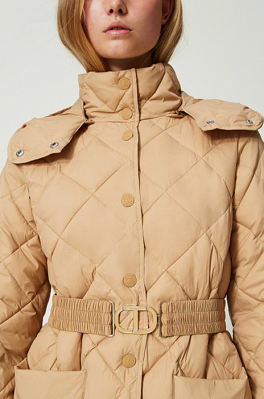Стёганое пальто со съёмным поясом